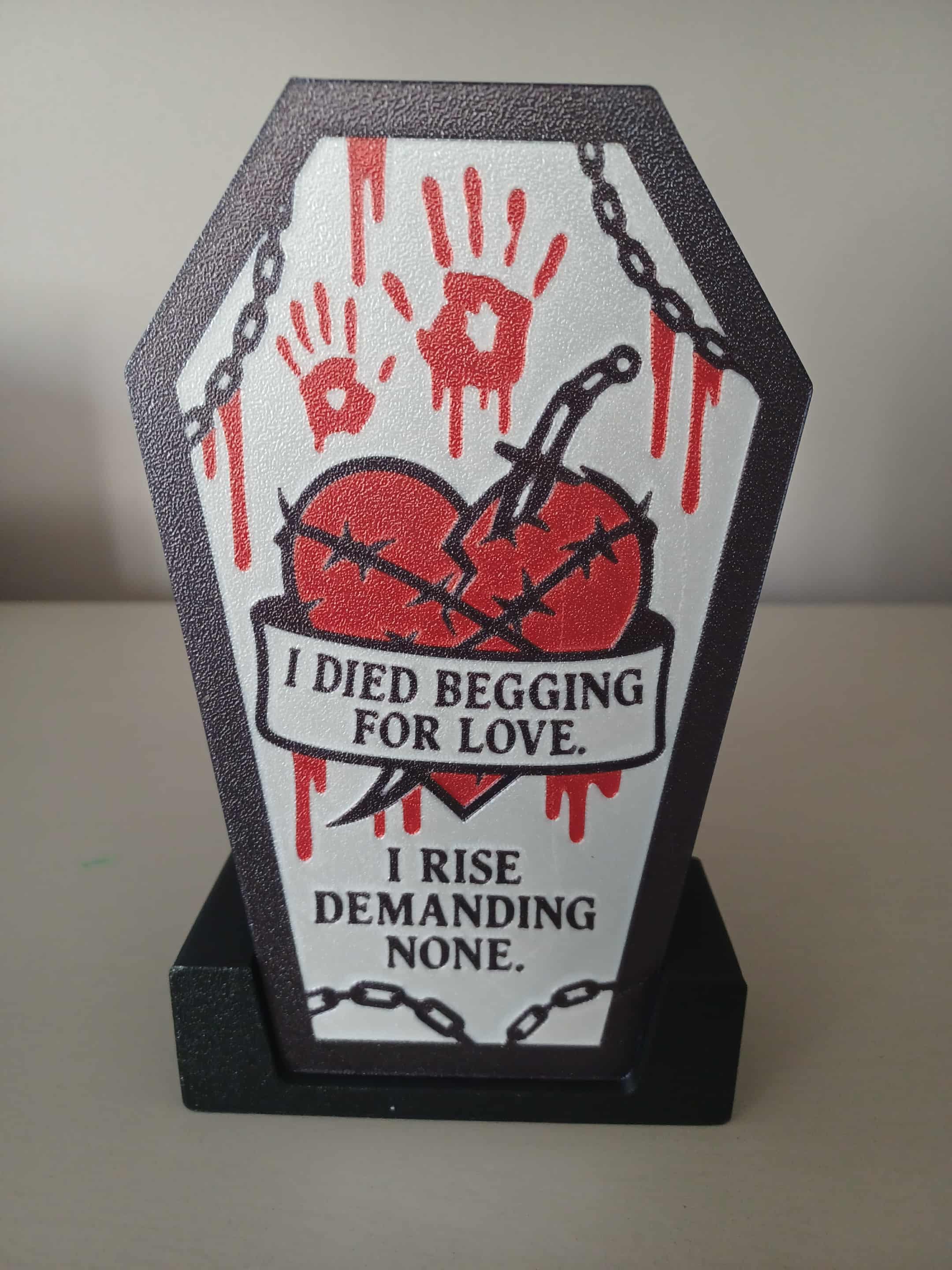 Bleading Heart Coffin LED light box – custom 3D printed – Lit Layer Creations